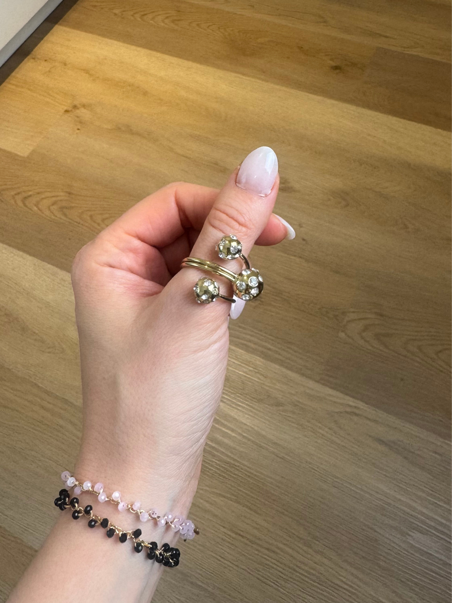 Anel Bolas com zircónias