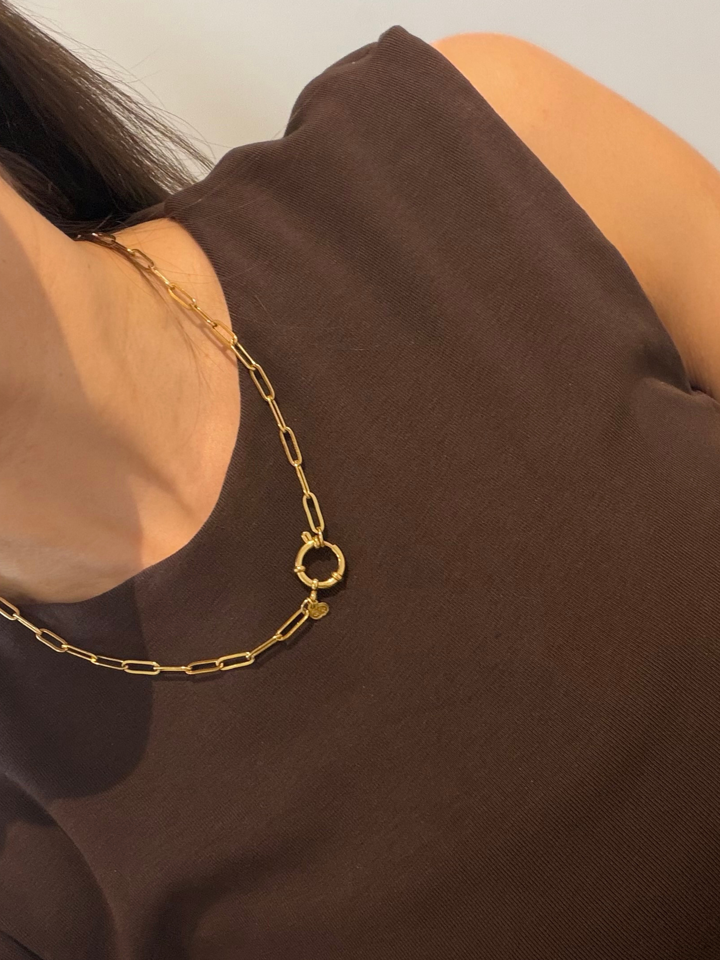 Colar dourado fecho marinheiro aço inoxidável