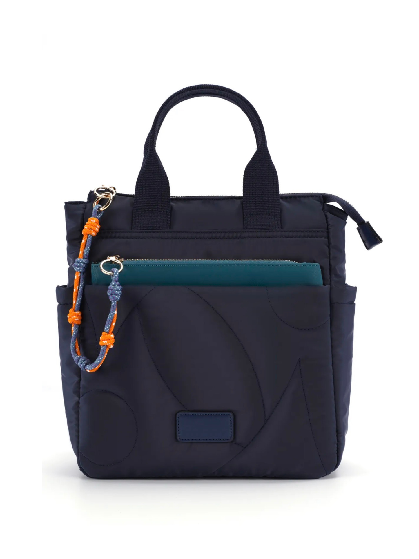 Mochila azul marinho com bolsa