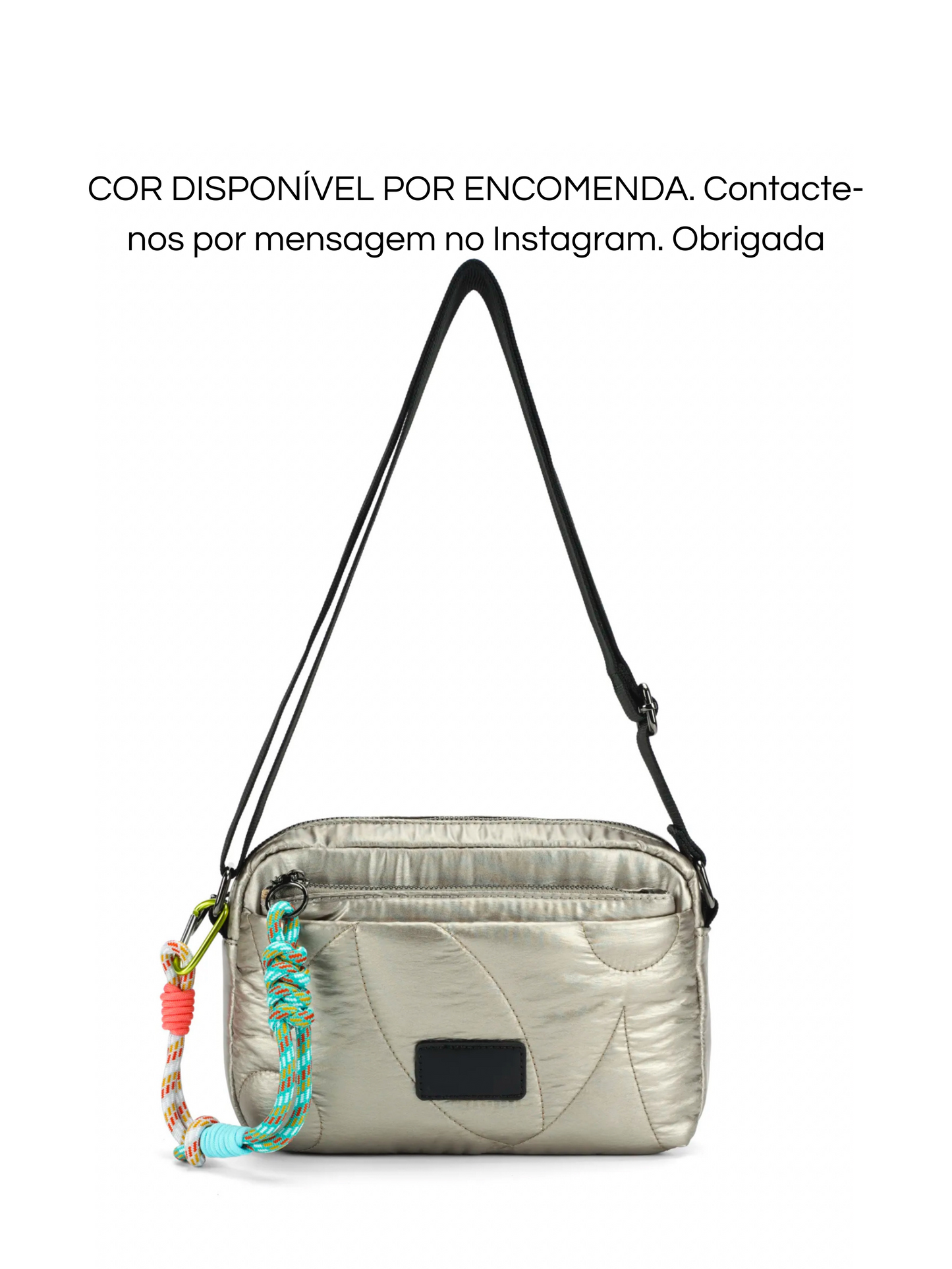 Mala tiracolo dourado escuro com bolsa
