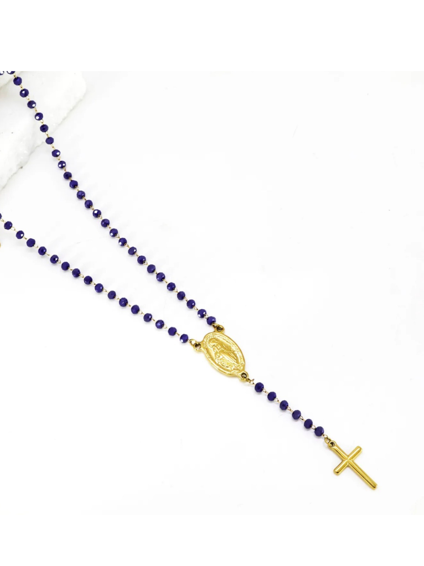 Colar terço azul marinho