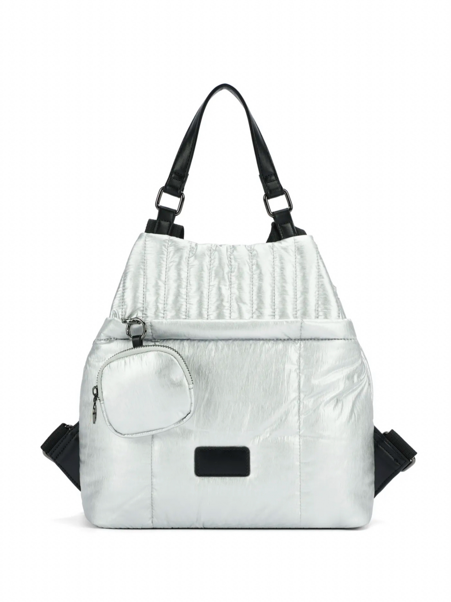 Mala Mochila Prateada com bolsa prateada