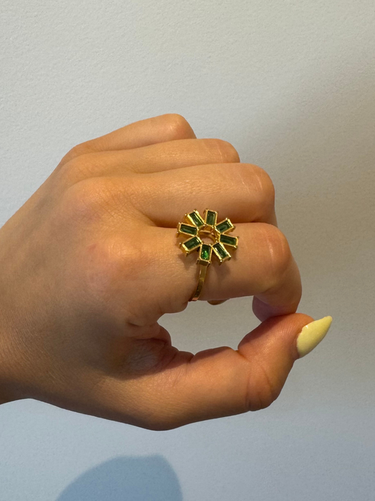 Anel verde flor
