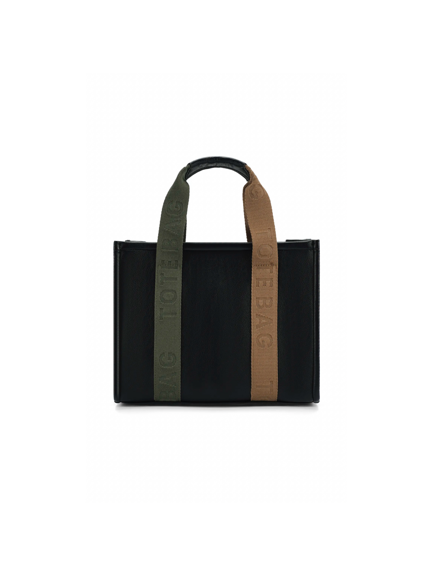 Tote bag preta polipele com alça colorida pequena