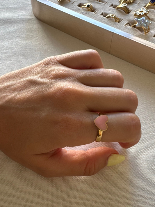 Anel rosa claro dourado