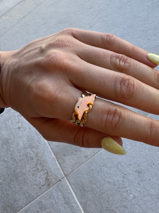 Anel golfinho laranja