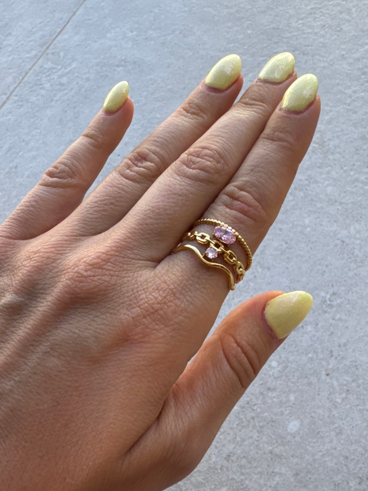 Anel rosa e dourado brilhante