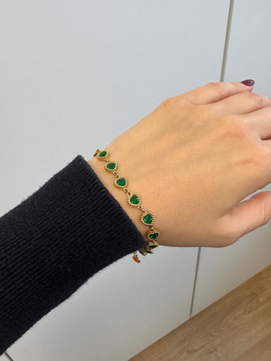 Pulseira verde e dourada