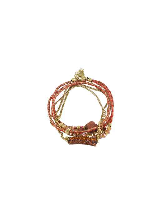Pulseira laranja várias voltas