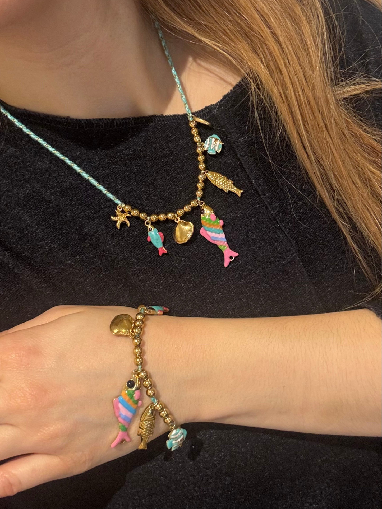 Conjunto pendentes peixe azul claro