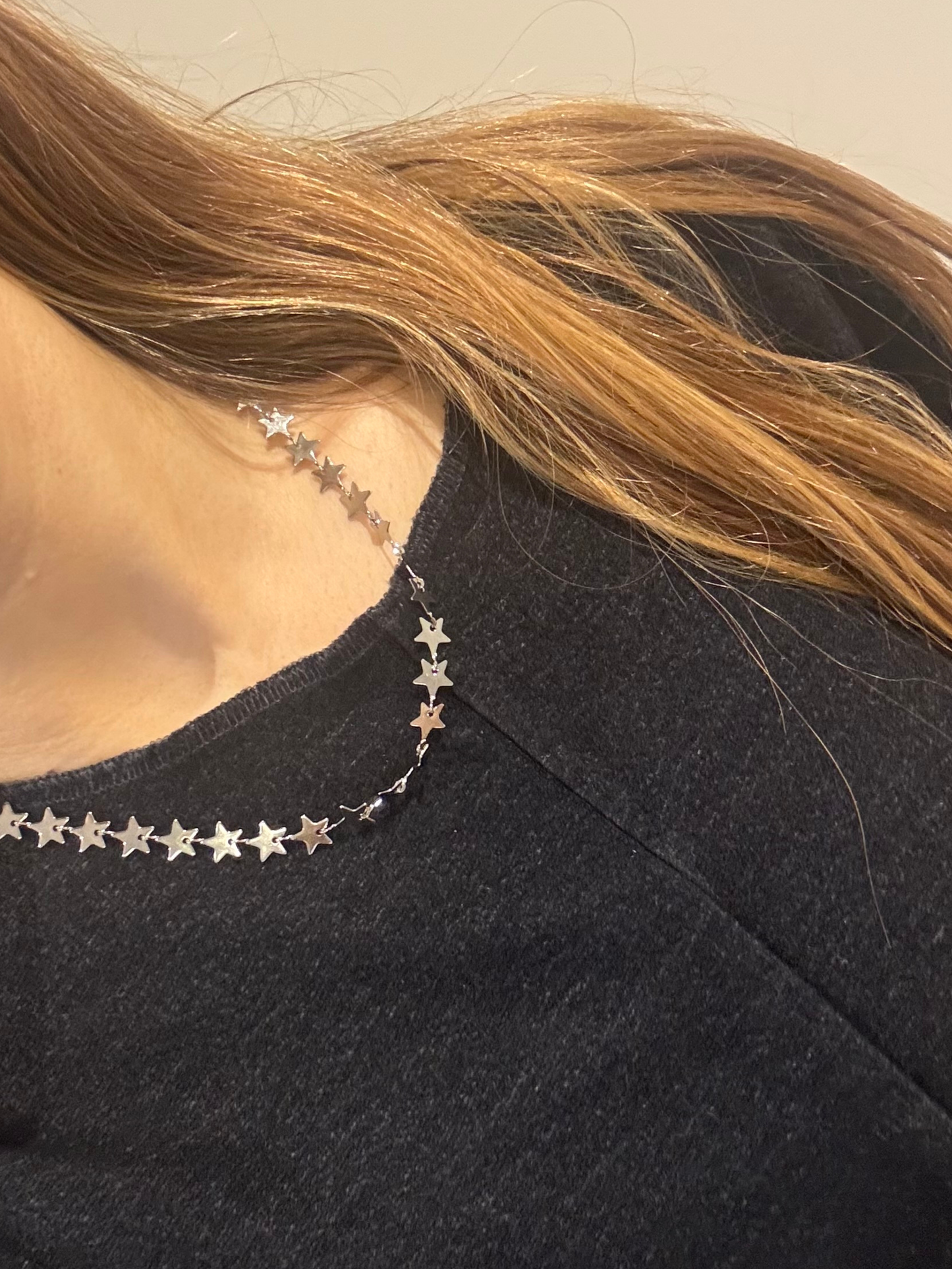 Colar estrelas prateado