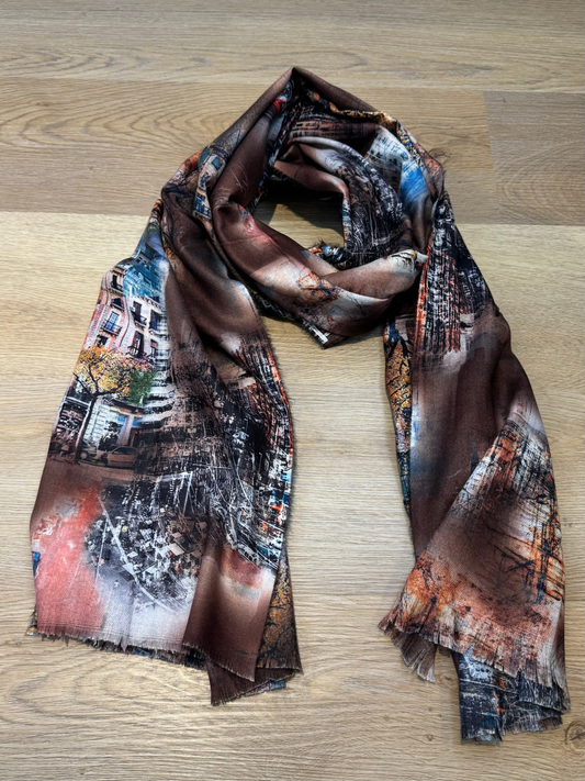 Cachecol estampado cidade