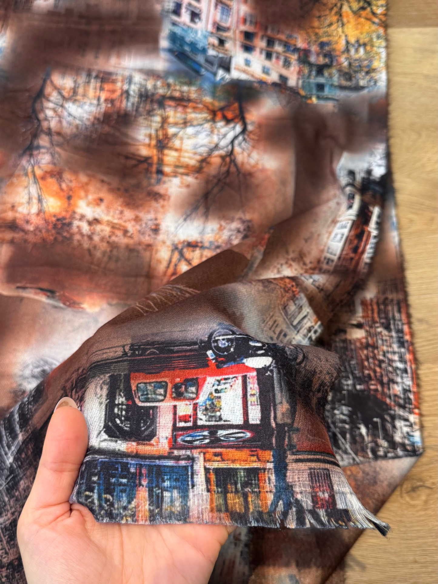 Cachecol estampado cidade