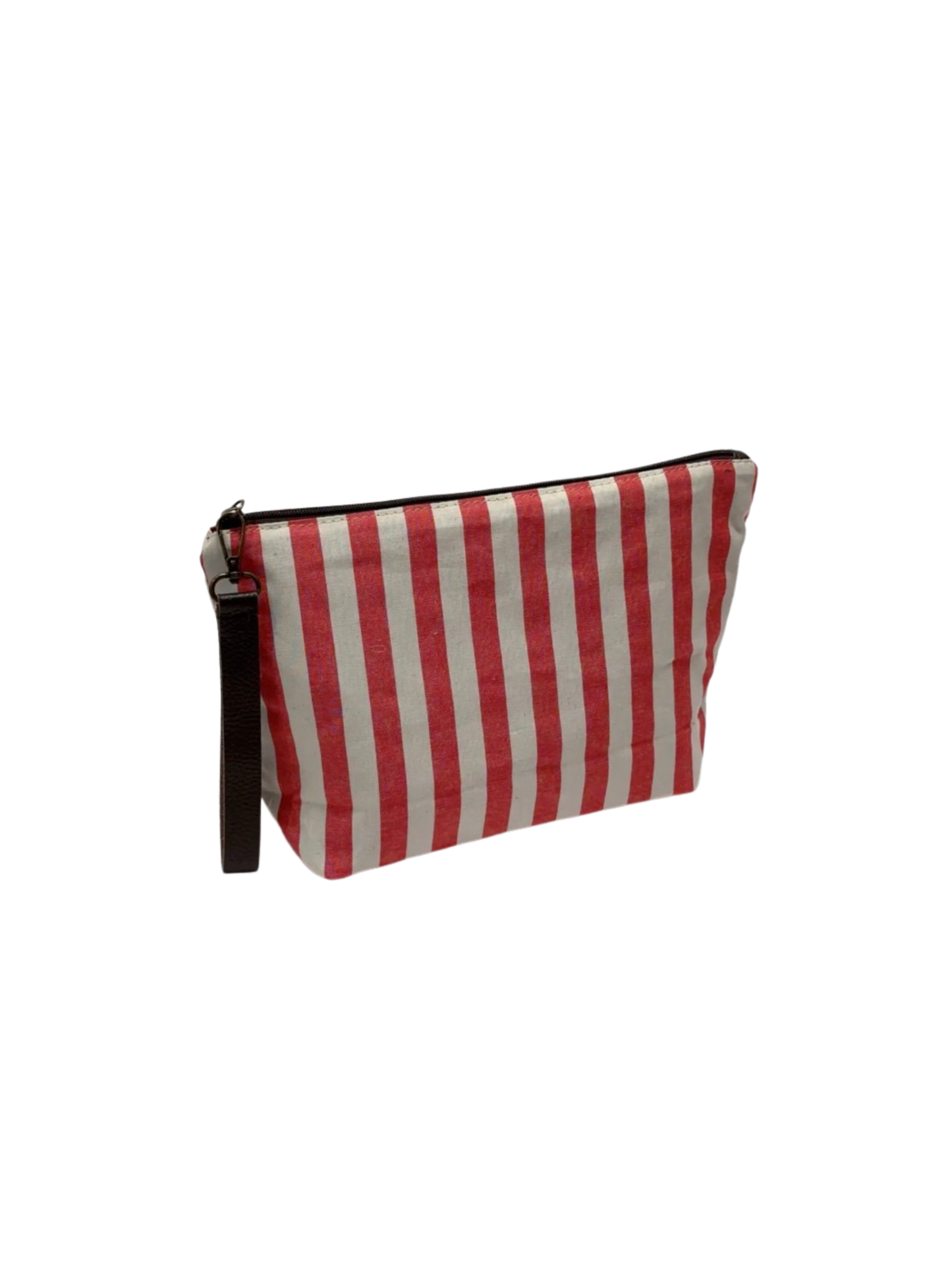 Bolsa Vermelha riscas com alça em pele