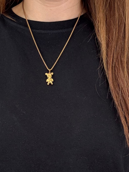Colar Urso Peace&Love dourado