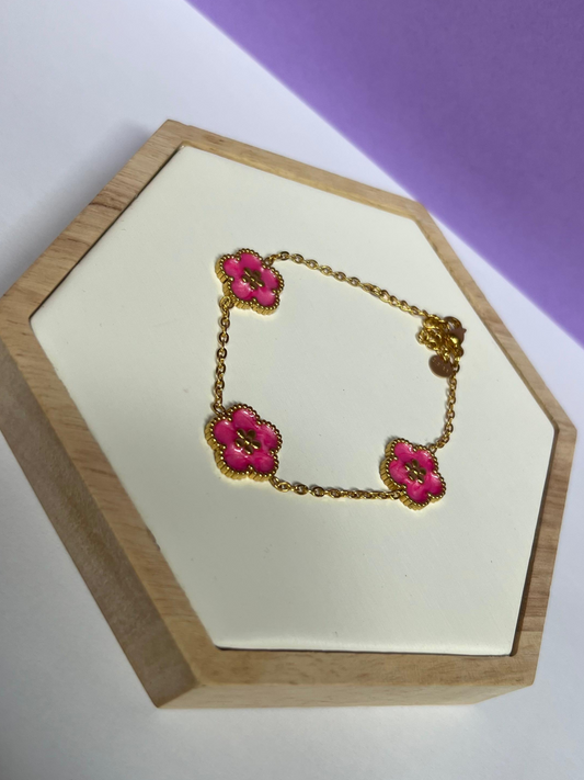 Pulseira flor rosa