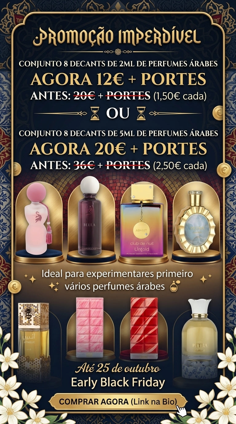 PACK EARLY BLACK FRIDAY: Conjunto de 8 Decants de Perfumes Árabes