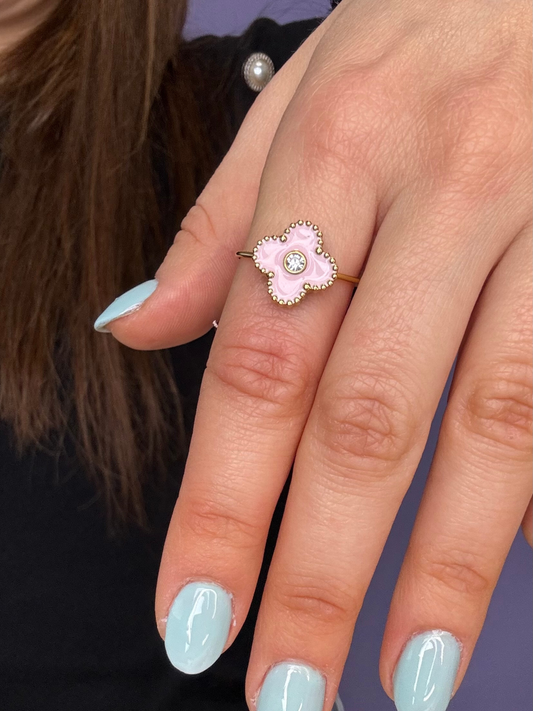 Anel Flor rosa