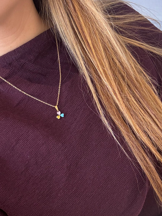 Colar 3 corações coloridos