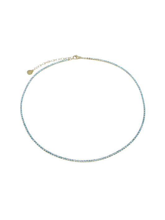 Colar zirconias azul claro