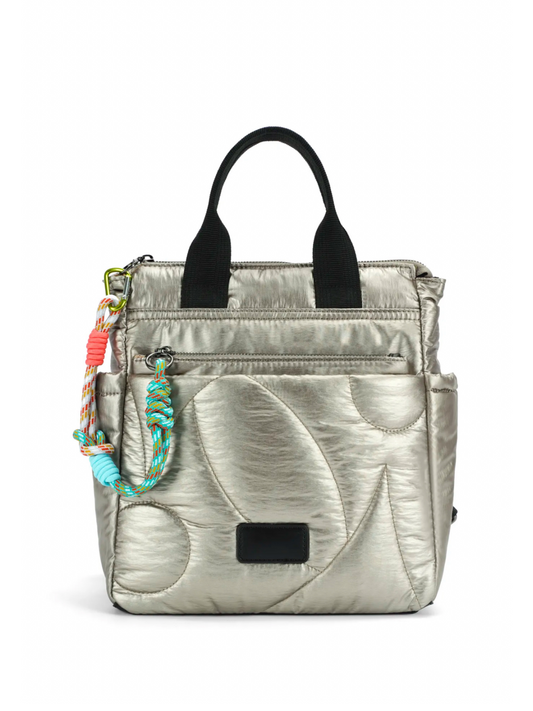 Mochila dourada escura com bolsa incluída