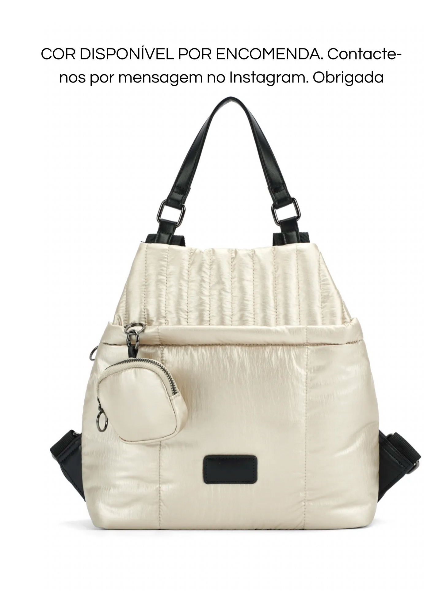 Mala Mochila dourada clara com bolsa dourada