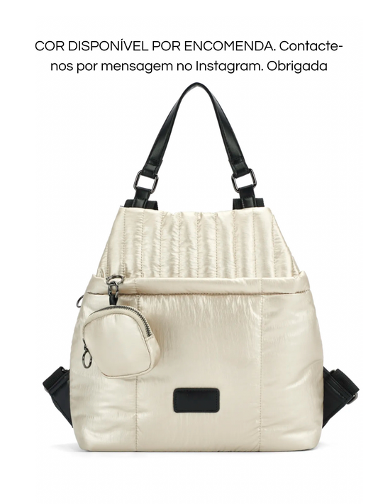 Mala Mochila dourada clara com bolsa dourada