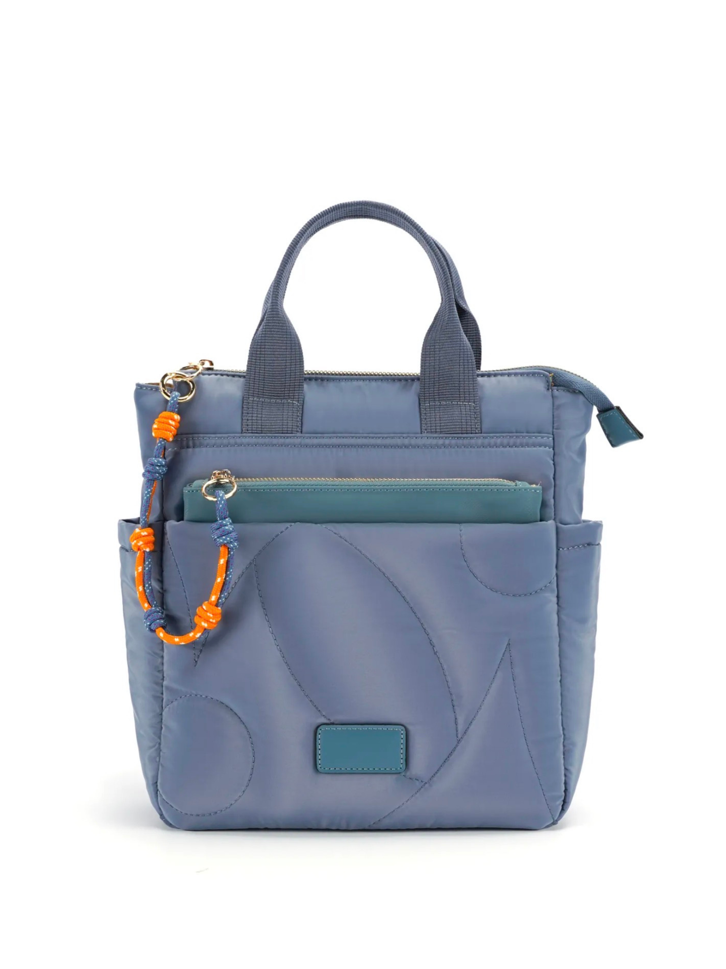 Mochila azul claro com bolsa