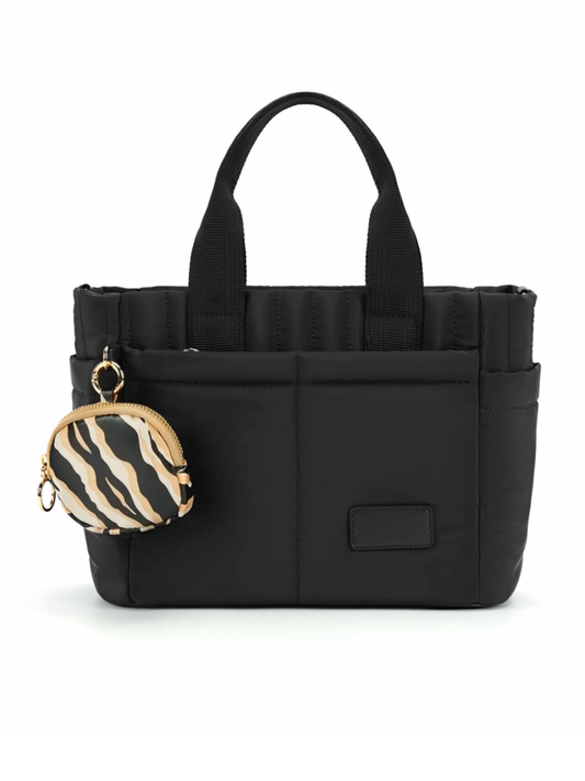 Mala Preta com bolsa animal print