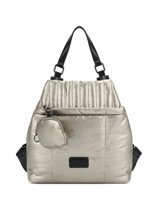 Mala Mochila dourado escuro com bolsa dourada