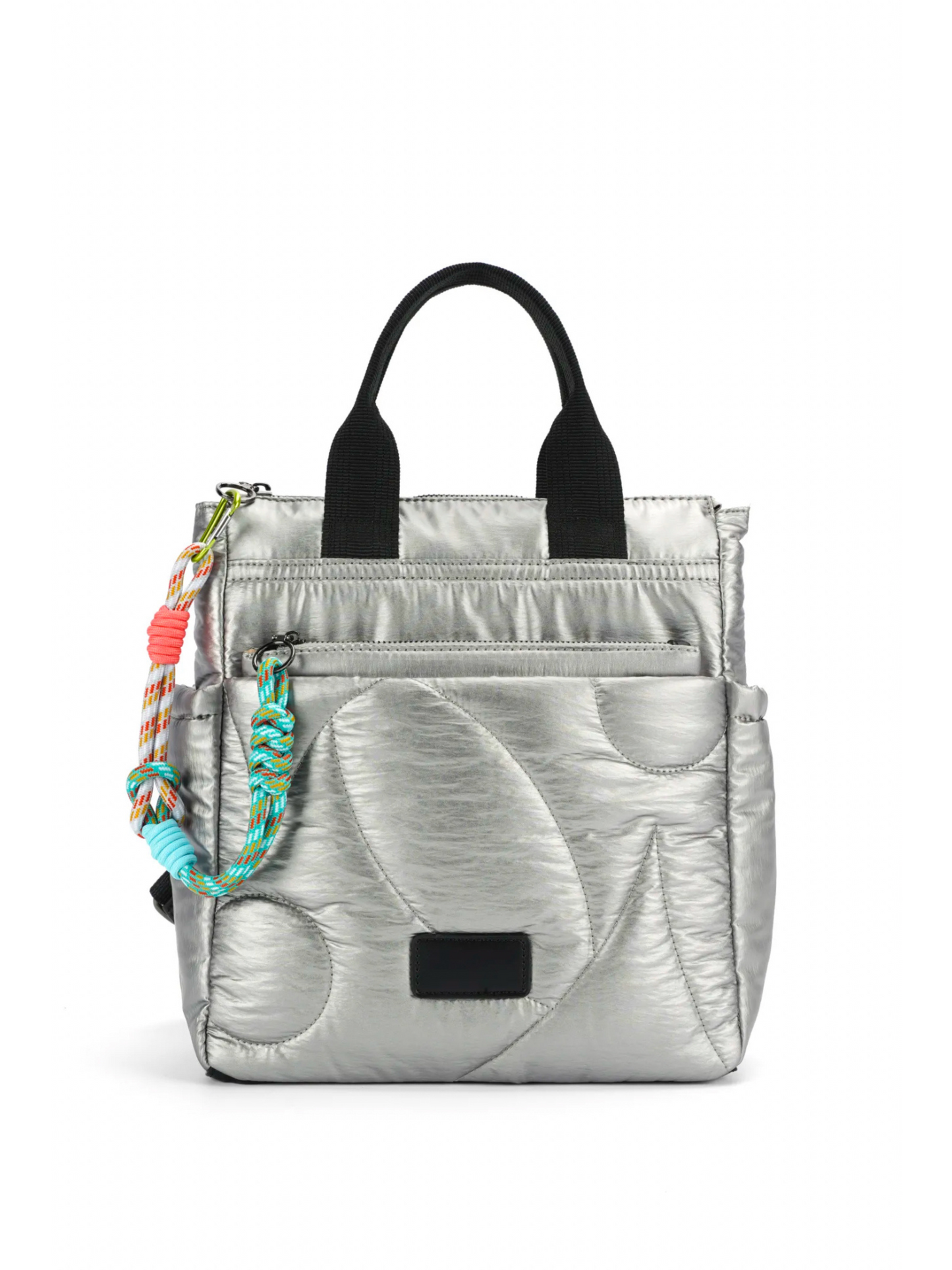 Mochila prateada com bolsa incluída
