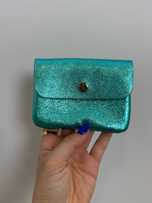 Carteira com 3 divisórias (e fecho) azul tiffany