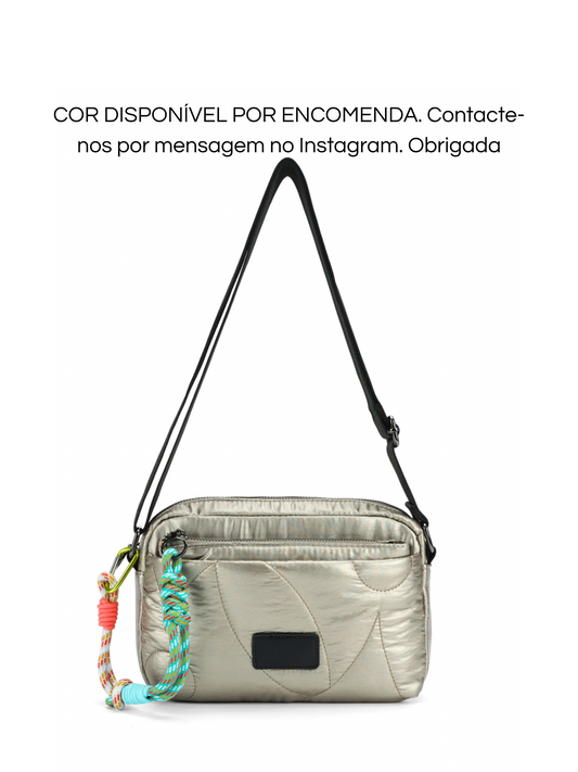 Mala tiracolo dourado escuro com bolsa